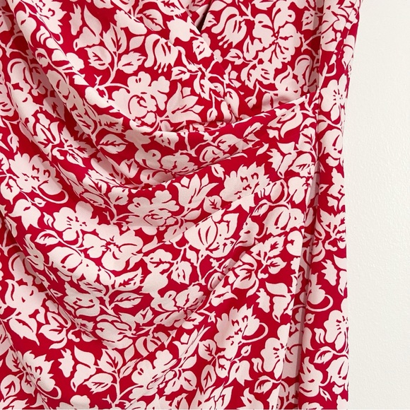 NWT Ralph Lauren Cream and Berry Floral Jersey Faux Wrap Dress Women’s Sz 16 - Picture 6 of 11